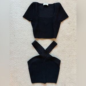 Aritzia Babaton tops, lot of 2 in XXS. Knit Criss Cross and Squareneck tops